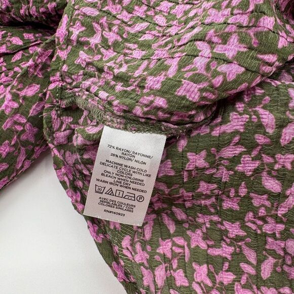 Ann taylor LOFT | Floral Purple Blouse | size large - Picture 6 of 8